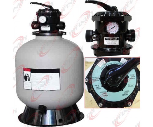 19" Sand Filter w/6 Way Valve HI-Flo & Base for Above In Ground Swimming Pool